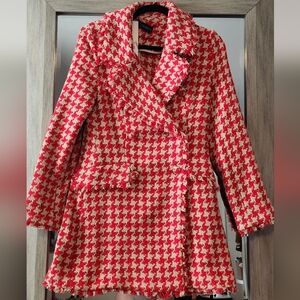 New Zara Houndstooth Tweed Jacket